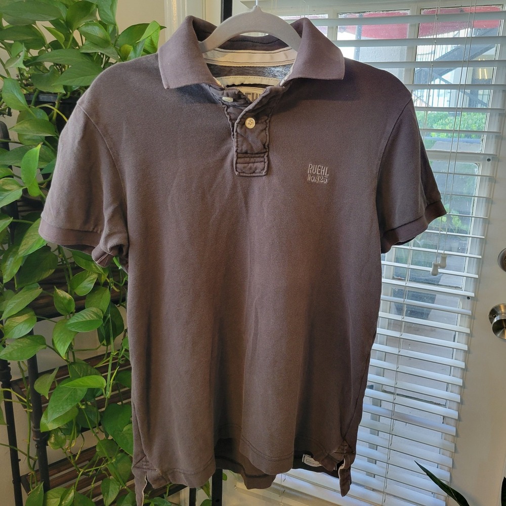 Y2K RUEHL NO. 925 Mens Large Gray Short Sleeve Polo Shirt Cotton Abercrombie